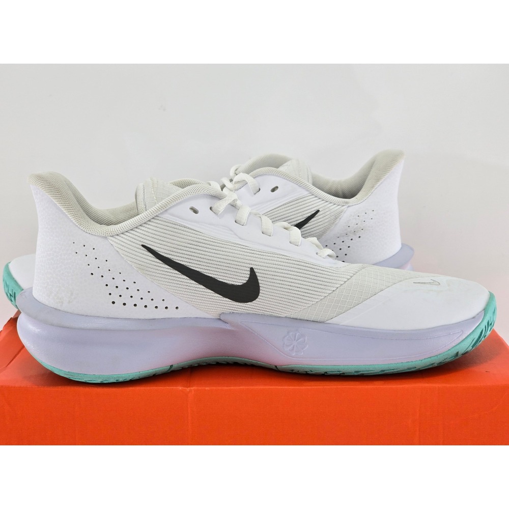 Nike Precision‎ VII Basketball Shoes Mens 9 White Iron Grey Teal HJ9153-101 - VG